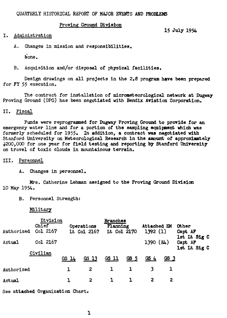 July 1954 Quarterly Report